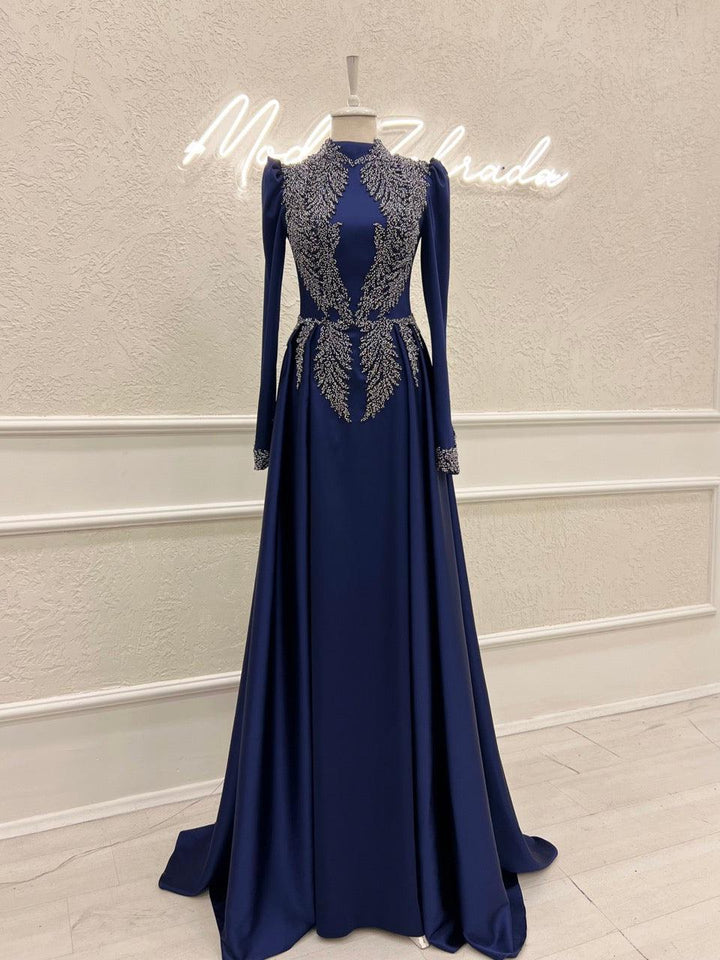 tesettur-abiye-Couture Simone Plisesiz Tesettür Abiye-ModaZehrada
