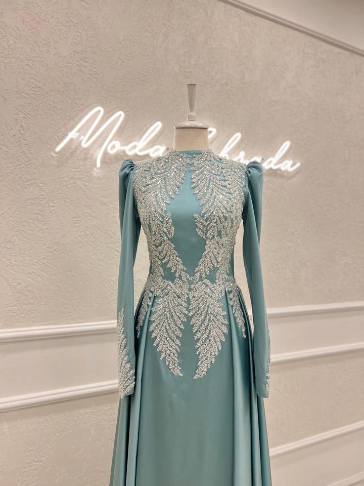 tesettur-abiye-Couture Simone Plisesiz Tesettür Abiye-ModaZehrada