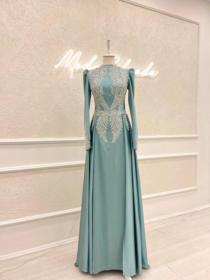 tesettur-abiye-Couture Simone Plisesiz Tesettür Abiye-ModaZehrada