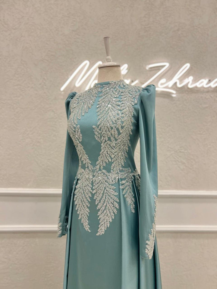 tesettur-abiye-Couture Simone Plisesiz Tesettür Abiye-ModaZehrada