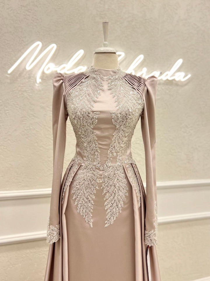 tesettur-abiye-Couture Simone Plisesiz Tesettür Abiye-ModaZehrada