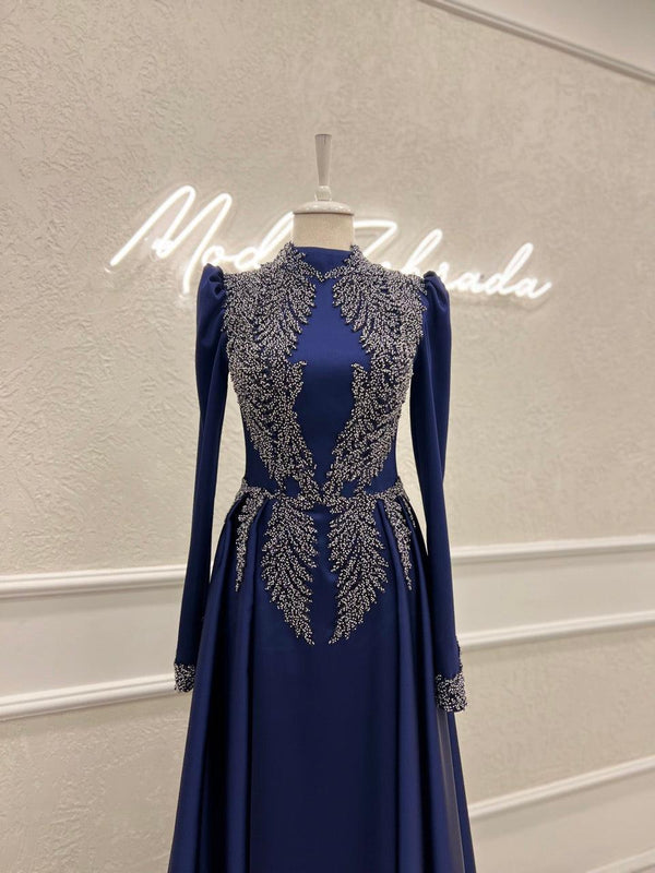 tesettur-abiye-Couture Simone Plisesiz Tesettür Abiye-ModaZehrada